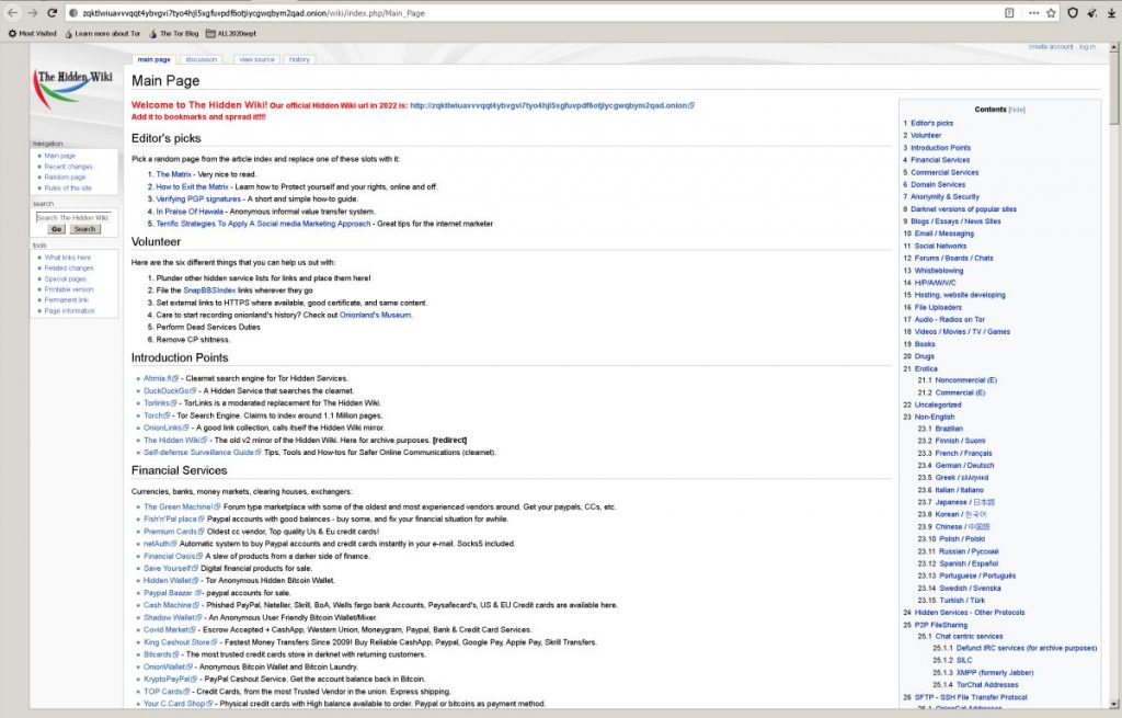 Hidden wiki tor onion urls directories